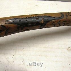 CIVIL War Navy New Jersey Blue Folk Art Carved Cane Walking Stick 1862 Raj