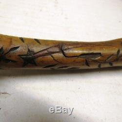 CIVIL War Navy New Jersey Blue Folk Art Carved Cane Walking Stick 1862 Raj