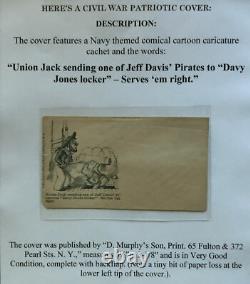 CIVIL War Navy Union Jack Sendng Csa Pirate To Davy Jones Locker Patriotic Cover