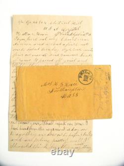 CIVIL War Northampton 37th Massachusetts Wounded Soldier Hospital Letter