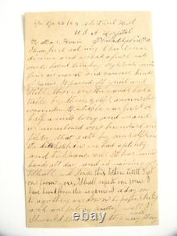 CIVIL War Northampton 37th Massachusetts Wounded Soldier Hospital Letter