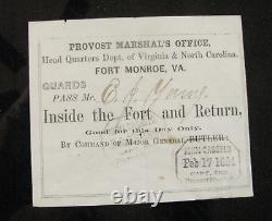 CIVIL War Pass Belle Boyd's Jailor John Casssels 11th Penn Cavalry Fort Monroe