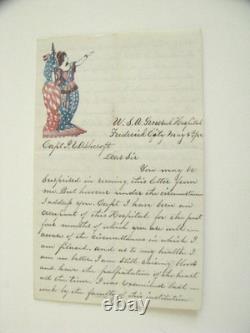 CIVIL War Patriotic Illus Frederick Maryland Hospital Pow Letter 1862 Dies 1863