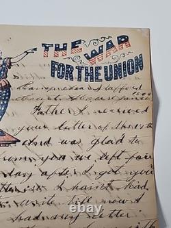 CIVIL War Patriotic Illustration Camp Stafford 1863 Letter Soldier