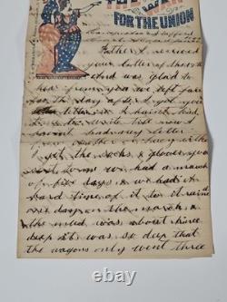 CIVIL War Patriotic Illustration Camp Stafford 1863 Letter Soldier