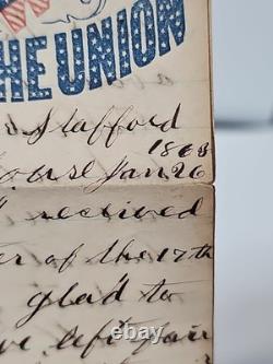 CIVIL War Patriotic Illustration Camp Stafford 1863 Letter Soldier