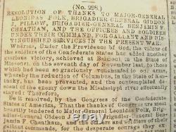 CIVIL War Pea Ridge & Roanoke Island Battles Confederate Newspaper