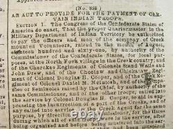 CIVIL War Pea Ridge & Roanoke Island Battles Confederate Newspaper