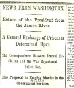 CIVIL War President Lincoln Visits The Army 1862 Richmond Campaign Newspaper