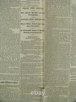 CIVIL War President Lincoln Visits The Army 1862 Richmond Campaign Newspaper