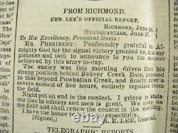 CIVIL War President Lincoln Visits The Army 1862 Richmond Campaign Newspaper