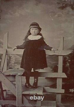 CIVIL War Reconstruction Era Girl Beautifully Composed 1/4 Plate Tintype