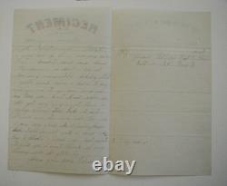 CIVIL War Soldier Letter Baltimore Harbor Hospital 126th New York Illus