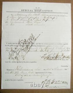 CIVIL War Thibodaux Louisiana 4th Iowa Artillery Requisition 1865