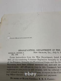 CIVIL War Union Army Of Potomac & Tennessee Mustered Out Gen Canby Go 1893
