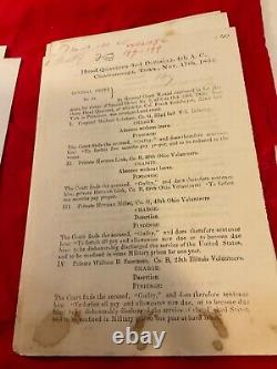 CIVIL War Union Group Of 12 Chattanooga Siege Court Marital & Findings #1859