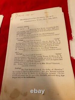 CIVIL War Union Group Of 12 Chattanooga Siege Court Marital & Findings #1859