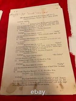 CIVIL War Union Group Of 12 Chattanooga Siege Court Marital & Findings #1859