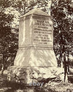 CIVIL War Union Maj Gen John F Reynolds Gettysburg Markers Stereoview Photo 1870