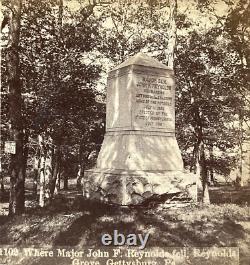 CIVIL War Union Maj Gen John F Reynolds Gettysburg Markers Stereoview Photo 1870