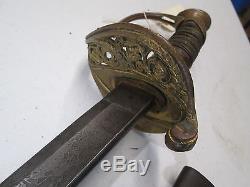 CIVIL War Us Foot Officers Sword With Scabbard Marked C. Roby Etched Blade #b56