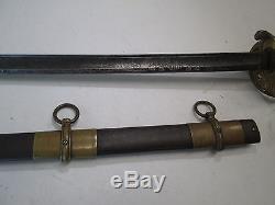 CIVIL War Us Foot Officers Sword With Scabbard Marked C. Roby Etched Blade #b56