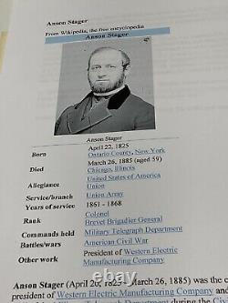 CIVIL War Us Military Telegram Col Ansen Stager Appt Superintendent G. O. 1881
