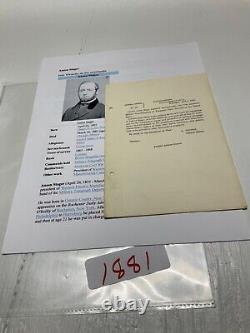 CIVIL War Us Military Telegram Col Ansen Stager Appt Superintendent G. O. 1881
