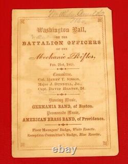 CIVIL War Washington Ball Program Battalion Officers Of Mechanic Rifles Rare