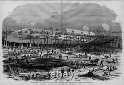 CIVIL War William Webb Ship Yard Constructing The Ship Dunderberg Man-of-war