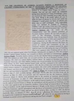 CONFEDERATE CIVIL WAR LETTER Andrew Jackson Grandson, 1st TENNESSEE ARTILLERY