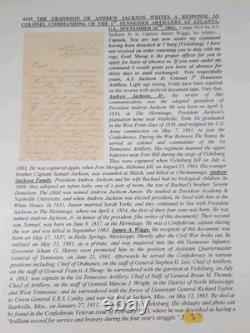CONFEDERATE CIVIL WAR LETTER Andrew Jackson Grandson, 1st TENNESSEE ARTILLERY