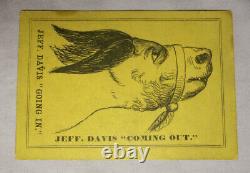 C 1860's Civil War Topsy-Turvy Card JEFF DAVIS GOING IN / COMING OUT Caricature