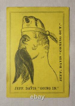 C 1860's Civil War Topsy-Turvy Card JEFF DAVIS GOING IN / COMING OUT Caricature