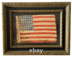 Circa 1889 ANTIQUE 42 Star American Parade Flag Folk Art