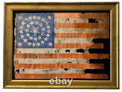 Circa 1889 ANTIQUE 42 Star American Parade Flag Folk Art