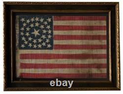 Circa 1889 ANTIQUE 42 Star American Parade Flag Folk Art