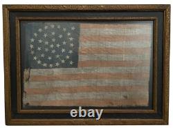 Circa 1889 ANTIQUE 42 Star American Parade Flag Folk Art