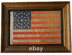 Circa 1889 ANTIQUE 42 Star American Parade Flag Folk Art