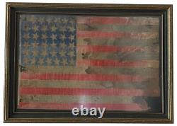 Circa 1889 ANTIQUE 42 Star American Parade Flag Folk Art