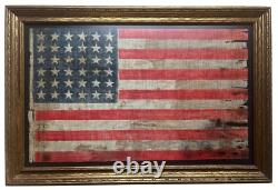 Circa 1889 ANTIQUE 42 Star American Parade Flag Folk Art