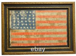 Circa 1889 ANTIQUE 42 Star American Parade Flag Folk Art