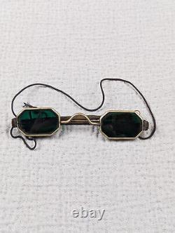 Civil War 1800s Double Green Lens Glasses Extendable Arms Rare