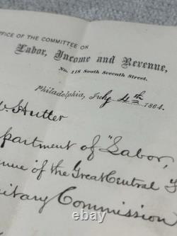 Civil War 1864 Letter U. S. Sanitary Commission Labor & Revenue -Two Page Doc