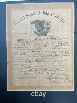 Civil War 1865 Discharge + 1881 GAR Card Geo A Monroe 5th NY Caralry
