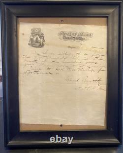 Civil War 1865 Maine Treasury Office Doc Signed Boothby Portland Winship