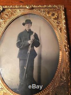 Civil War 1/4 Plate Tintype of Union Corporal with Rifle from Arkansas