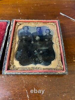 Civil War 1/6 Plate Tintype Union Officer surrounded by three Soldiers
