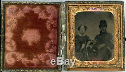 Civil War 1/6 plate Tintype, Older First Sergeant with female