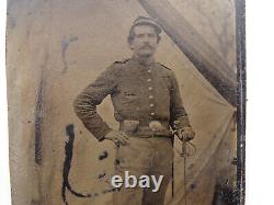 Civil War 1/6th Plate Tintype Confederate U. S. Or C. S. Army Field Photograph